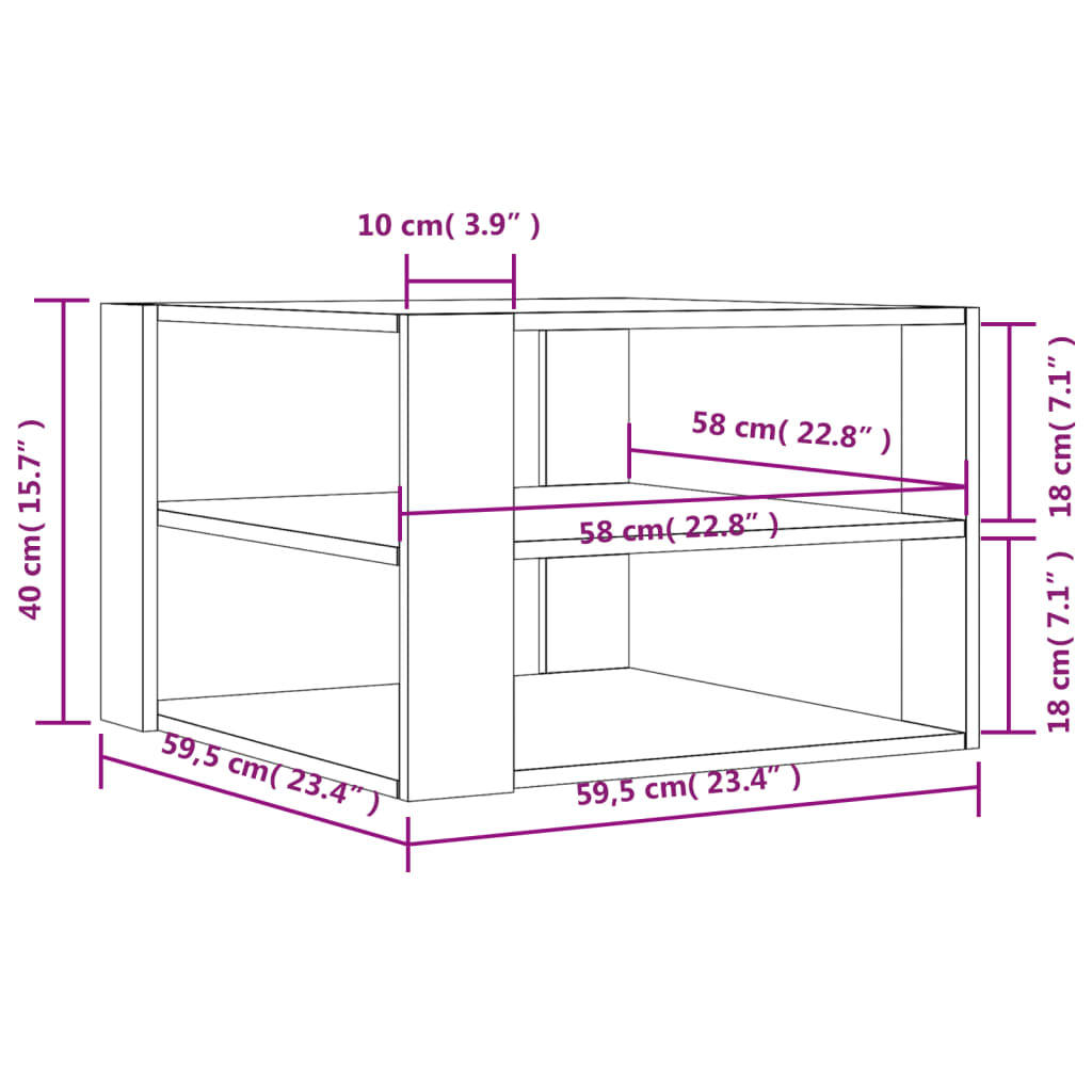 Tavolino da Salotto Bianco 59,5x59,5x40 cm in Legno Multistrato - homemem39