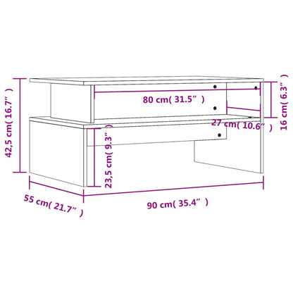 Tavolino da Salotto Bianco 90x55x42,5 cm in Legno Multistrato - homemem39