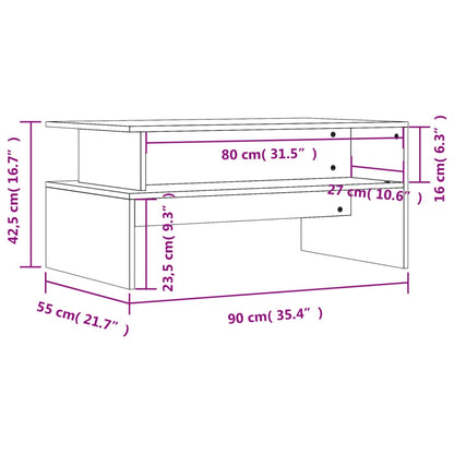 Tavolino Salotto Grigio Cemento 90x55x42,5 cm Legno Multistrato - homemem39