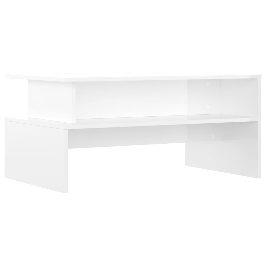 Tavolino Salotto Bianco Lucido 90x55x42,5 cm Legno Multistrato - homemem39