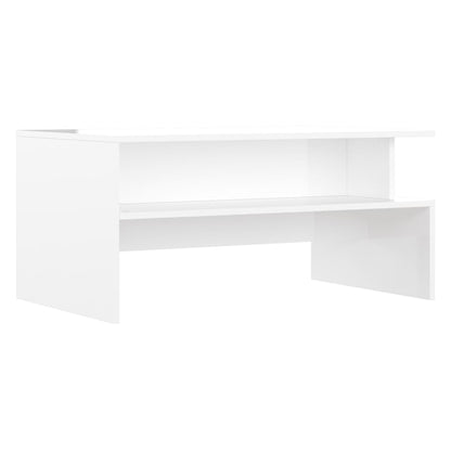 Tavolino Salotto Bianco Lucido 90x55x42,5 cm Legno Multistrato - homemem39
