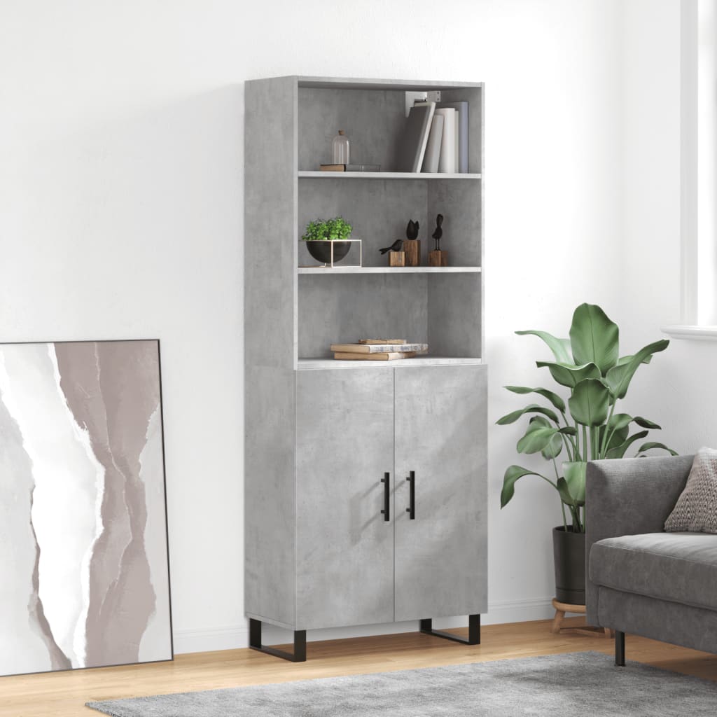 Credenza Grigio Cemento 69,5x34x180 cm in Legno Multistrato - homemem39