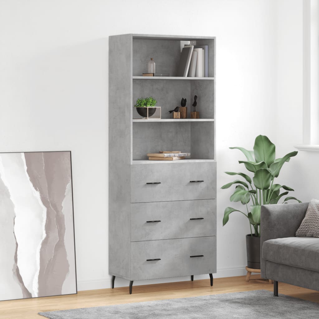 Credenza Grigio Cemento 69,5x34x180 cm in Legno Multistrato - homemem39