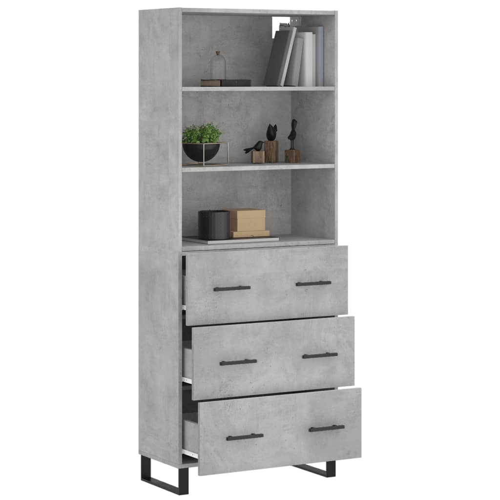 Credenza Grigio Cemento 69,5x34x180 cm in Legno Multistrato - homemem39