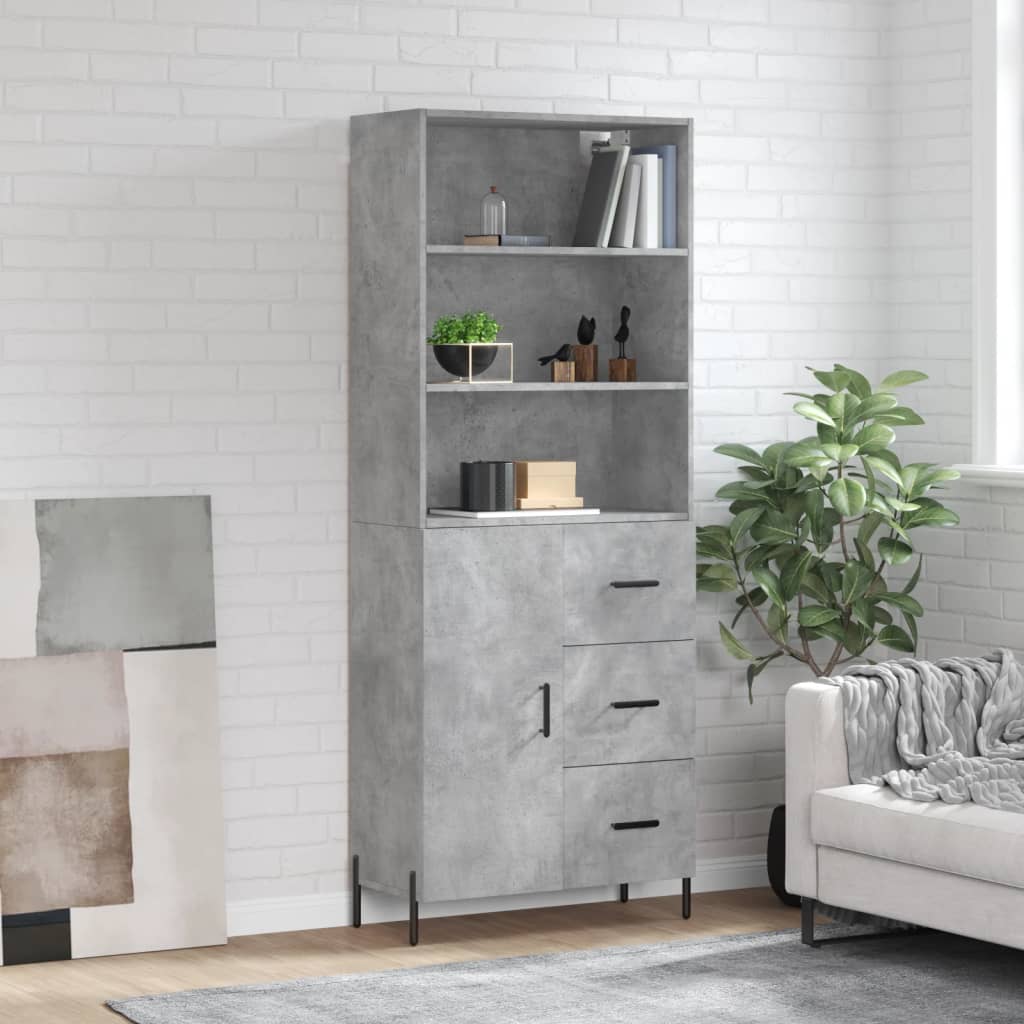 Credenza Grigio Cemento 69,5x34x180 cm in Legno Multistrato - homemem39