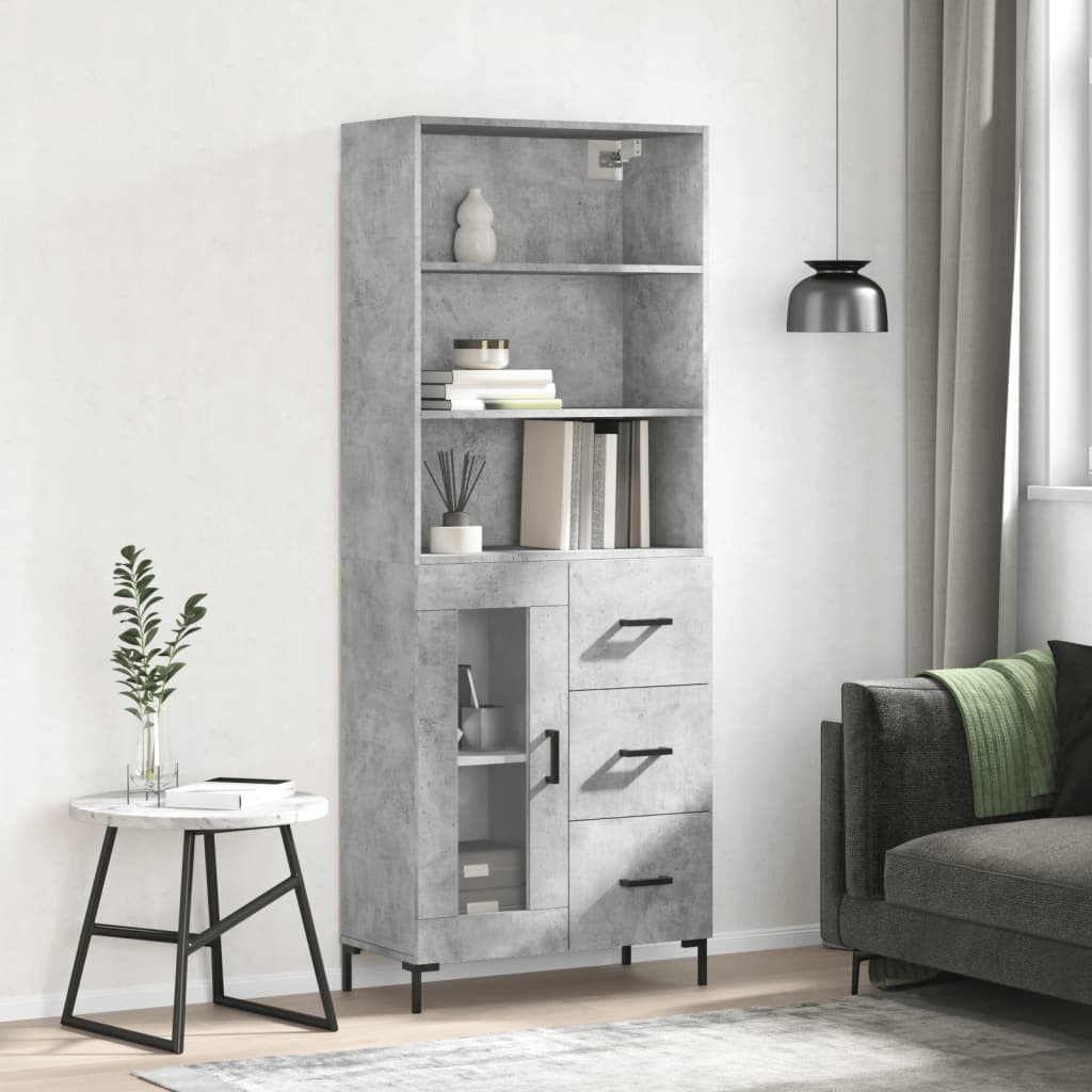 Credenza Grigio Cemento 69,5x34x180 cm in Legno Multistrato - homemem39