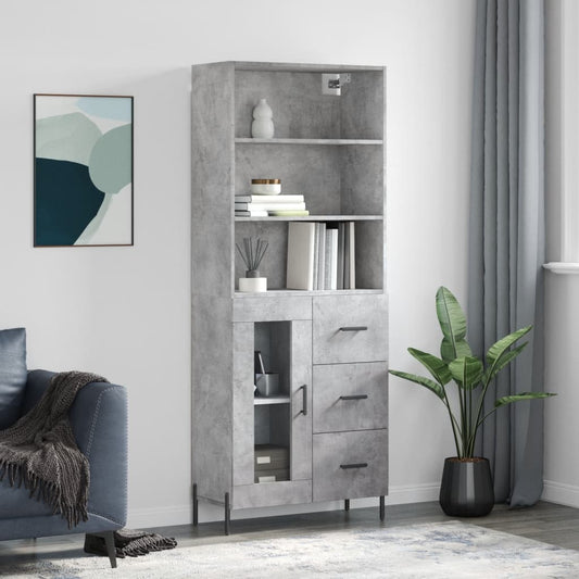 Credenza Grigio Cemento 69,5x34x180 cm in Legno Multistrato - homemem39