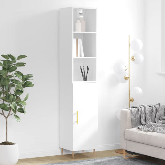 Credenza 34,5x34x180 cm in Legno Multistrato Bianco Lucido - homemem39