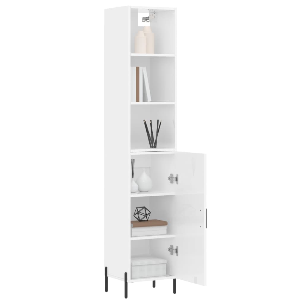 Credenza 34,5x34x180 cm in Legno Multistrato Bianco Lucido - homemem39