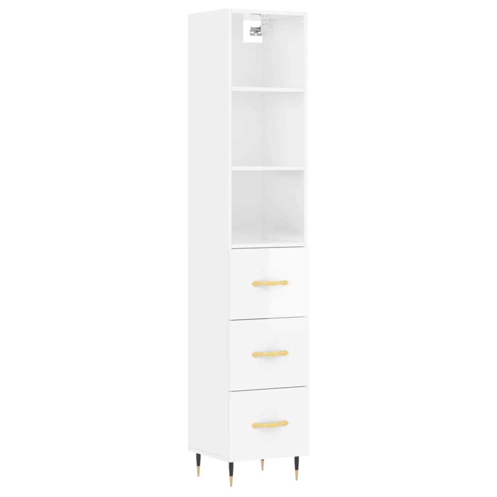 Credenza 34,5x34x180 cm in Legno Multistrato Bianco Lucido - homemem39