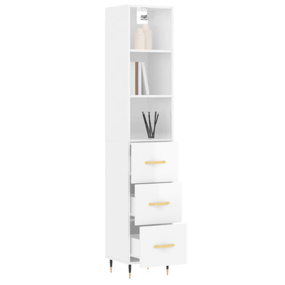 Credenza 34,5x34x180 cm in Legno Multistrato Bianco Lucido - homemem39