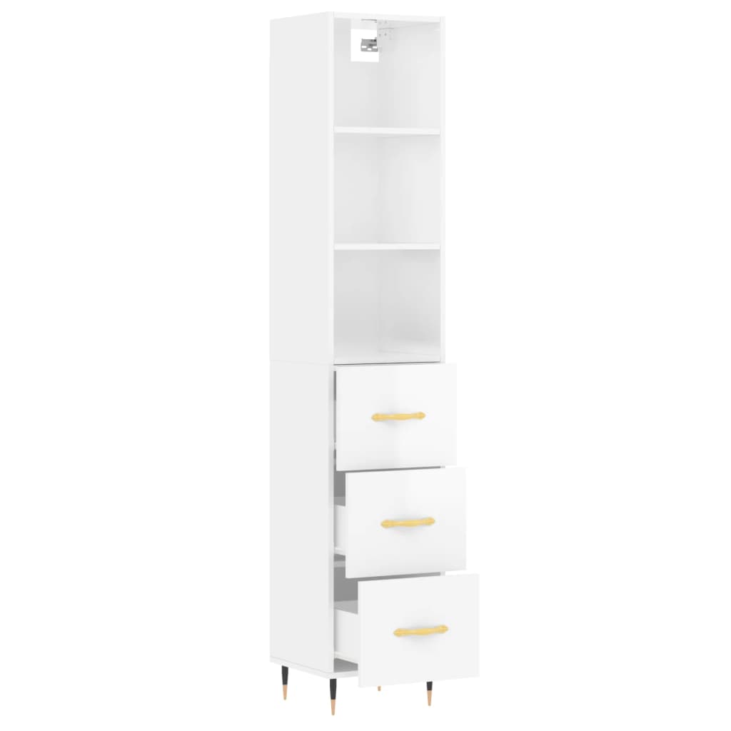 Credenza 34,5x34x180 cm in Legno Multistrato Bianco Lucido - homemem39