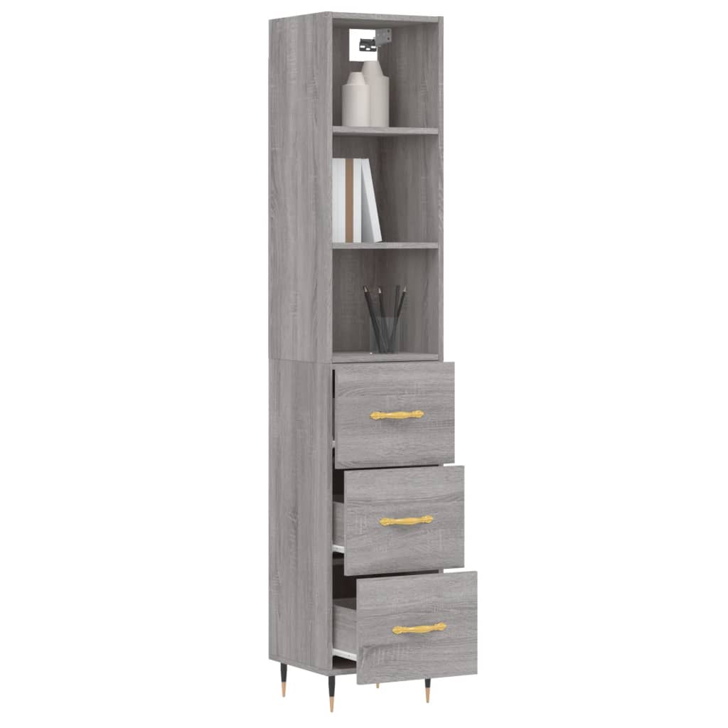 Credenza Grigio Sonoma 34,5x34x180 cm in Legno Multistrato - homemem39