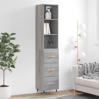 Credenza Grigio Sonoma 34,5x34x180 cm in Legno Multistrato - homemem39