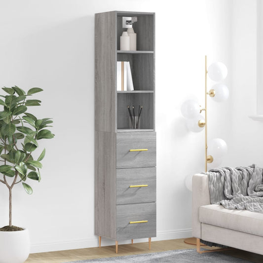 Credenza Grigio Sonoma 34,5x34x180 cm in Legno Multistrato - homemem39