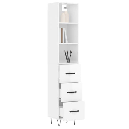 Credenza 34,5x34x180 cm in Legno Multistrato Bianco Lucido - homemem39