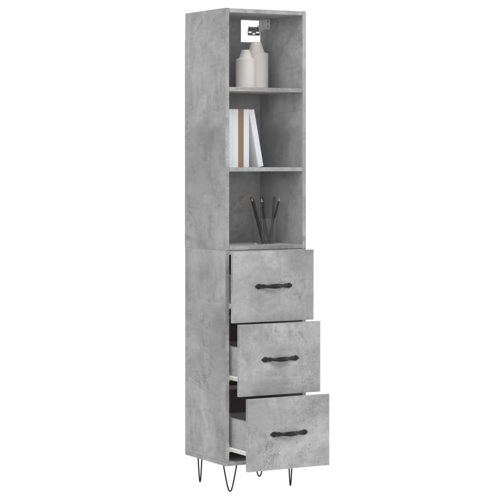 Credenza Grigio Cemento 34,5x34x180 cm in Legno Multistrato - homemem39