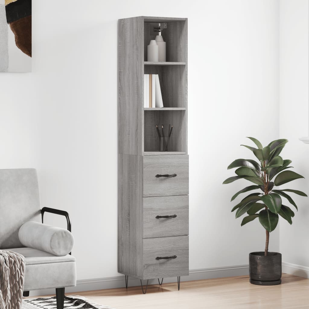 Credenza Grigio Sonoma 34,5x34x180 cm in Legno Multistrato - homemem39