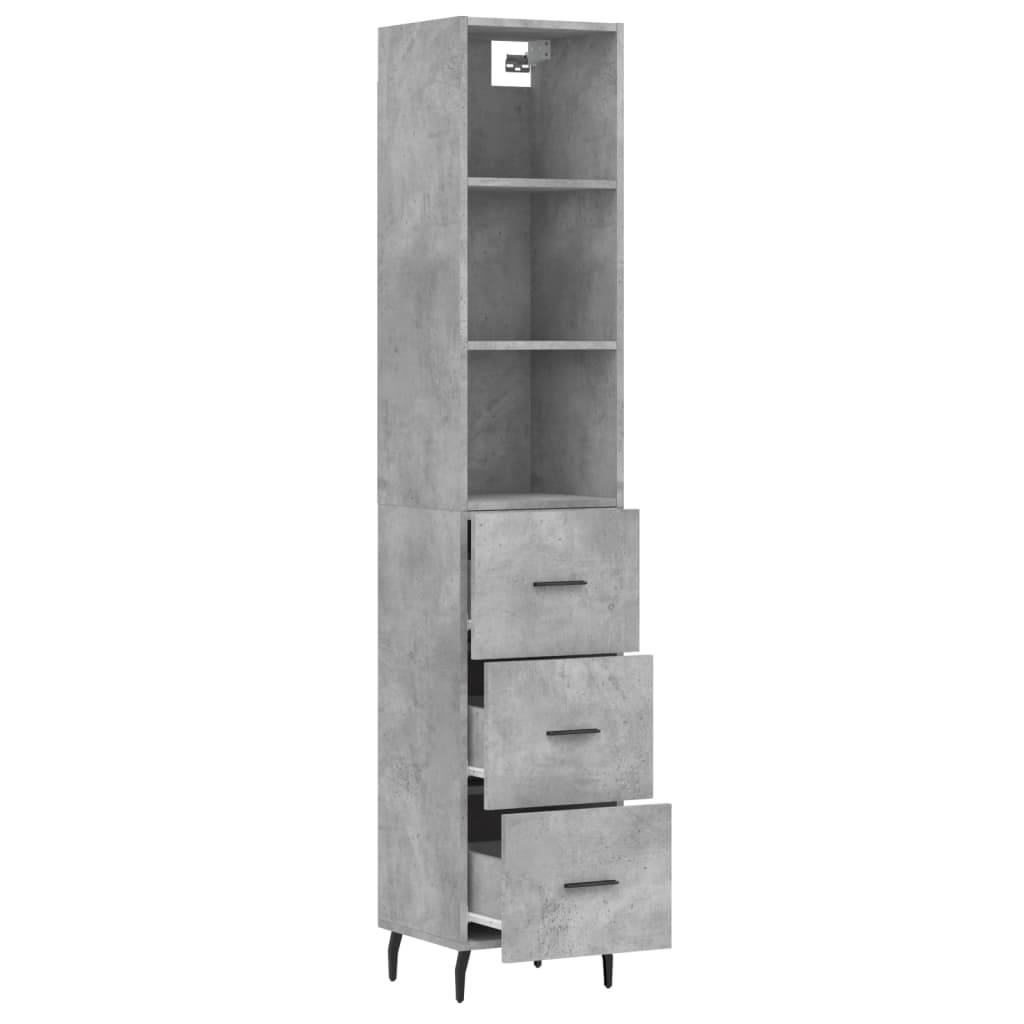 Credenza Grigio Cemento 34,5x34x180 cm in Legno Multistrato - homemem39