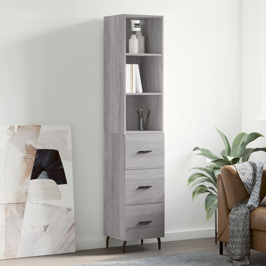 Credenza Grigio Sonoma 34,5x34x180 cm in Legno Multistrato - homemem39