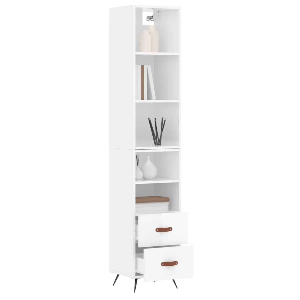 Credenza 34,5x34x180 cm in Legno Multistrato Bianco Lucido - homemem39