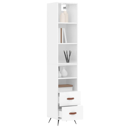 Credenza 34,5x34x180 cm in Legno Multistrato Bianco Lucido - homemem39