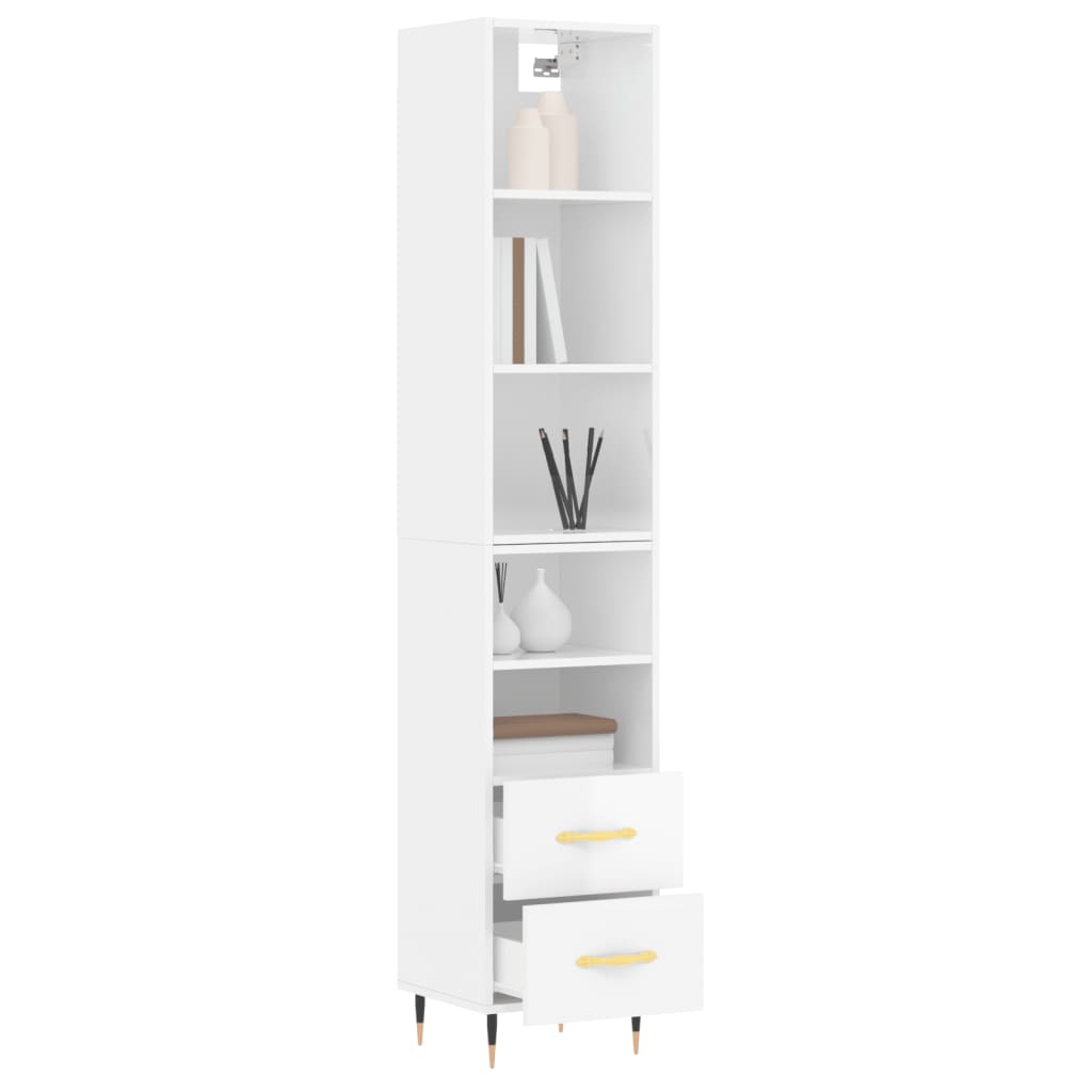 Credenza 34,5x34x180 cm in Legno Multistrato Bianco Lucido - homemem39