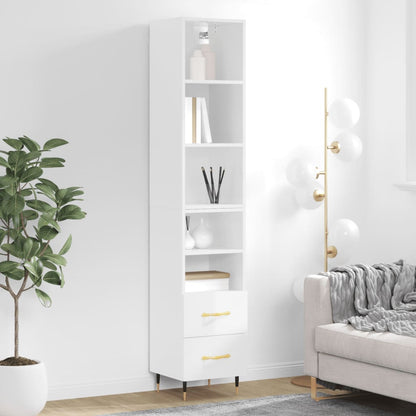 Credenza 34,5x34x180 cm in Legno Multistrato Bianco Lucido - homemem39