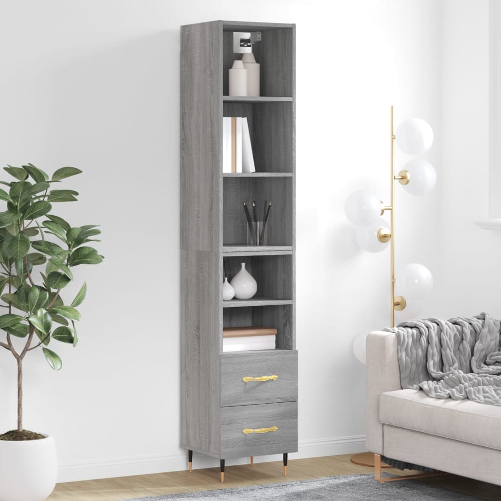 Credenza Grigio Sonoma 34,5x34x180 cm in Legno Multistrato - homemem39