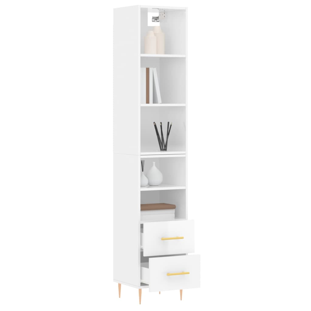 Credenza 34,5x34x180 cm in Legno Multistrato Bianco Lucido - homemem39