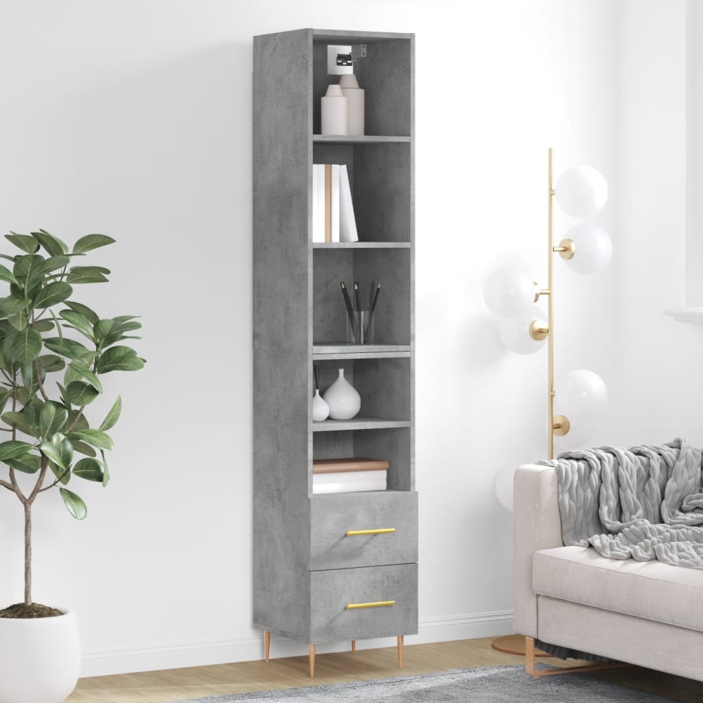 Credenza Grigio Cemento 34,5x34x180 cm in Legno Multistrato - homemem39