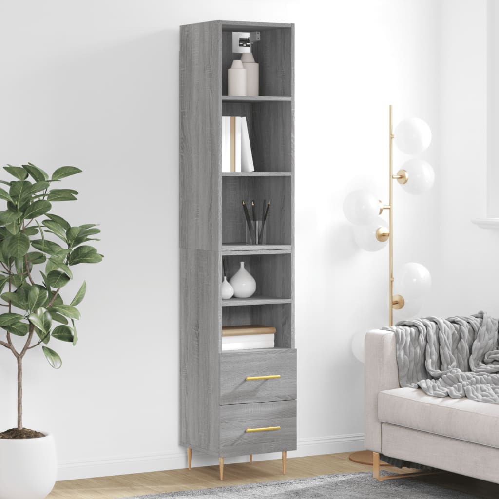 Credenza Grigio Sonoma 34,5x34x180 cm in Legno Multistrato - homemem39