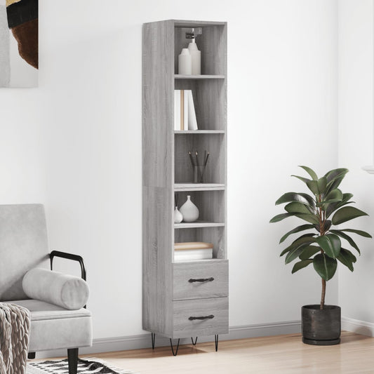 Credenza Grigio Sonoma 34,5x34x180 cm in Legno Multistrato - homemem39