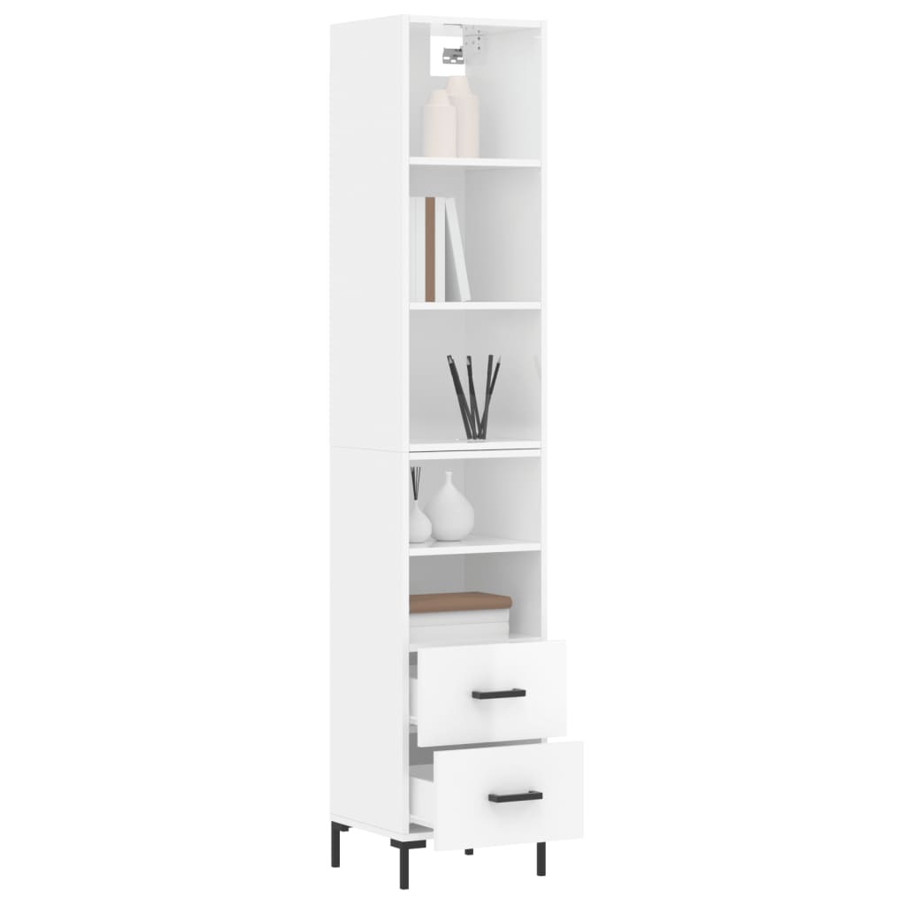 Credenza 34,5x34x180 cm in Legno Multistrato Bianco Lucido - homemem39