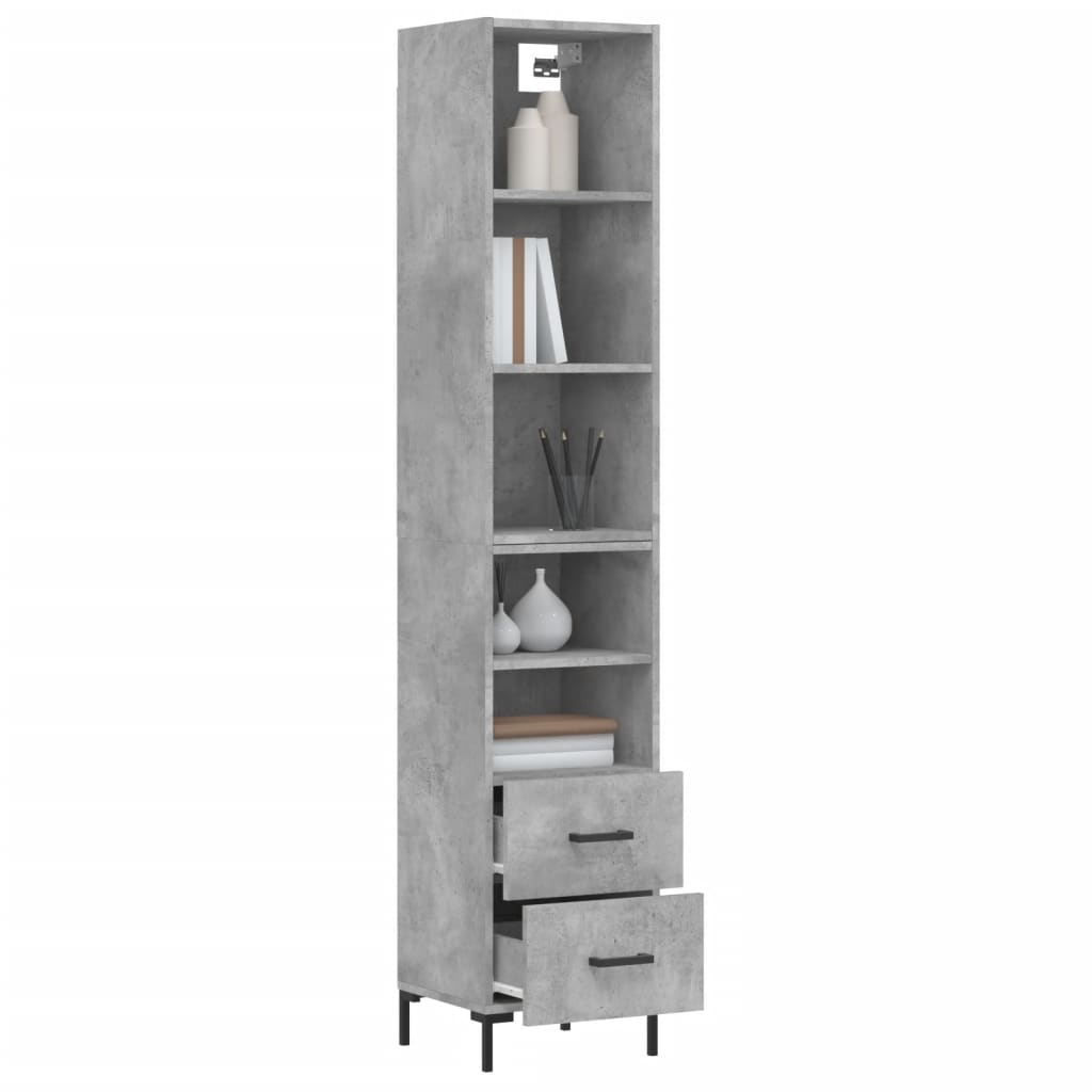 Credenza Grigio Cemento 34,5x34x180 cm in Legno Multistrato - homemem39