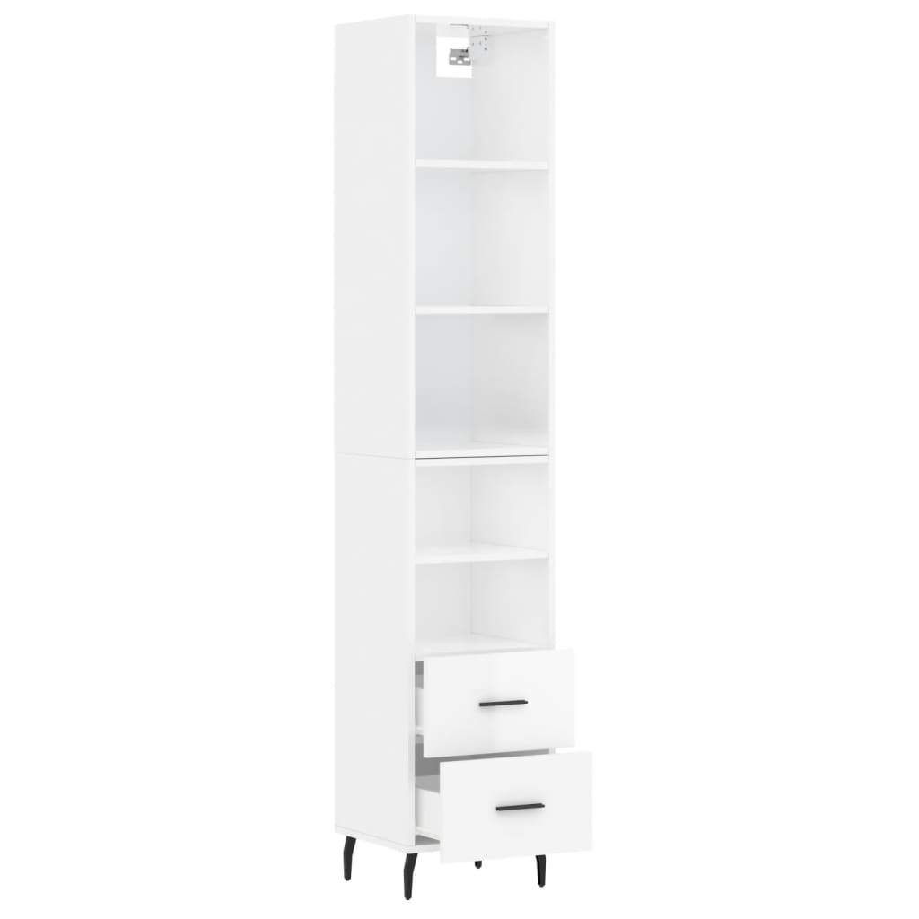 Credenza 34,5x34x180 cm in Legno Multistrato Bianco Lucido - homemem39