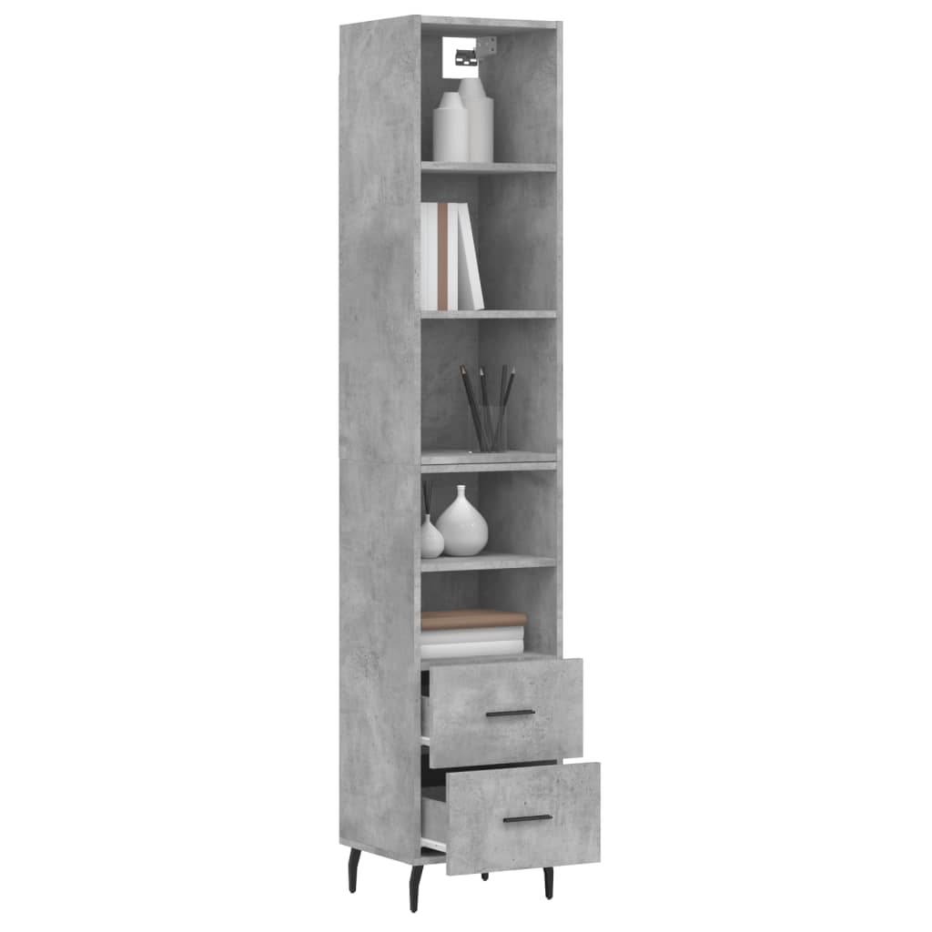 Credenza Grigio Cemento 34,5x34x180 cm in Legno Multistrato - homemem39