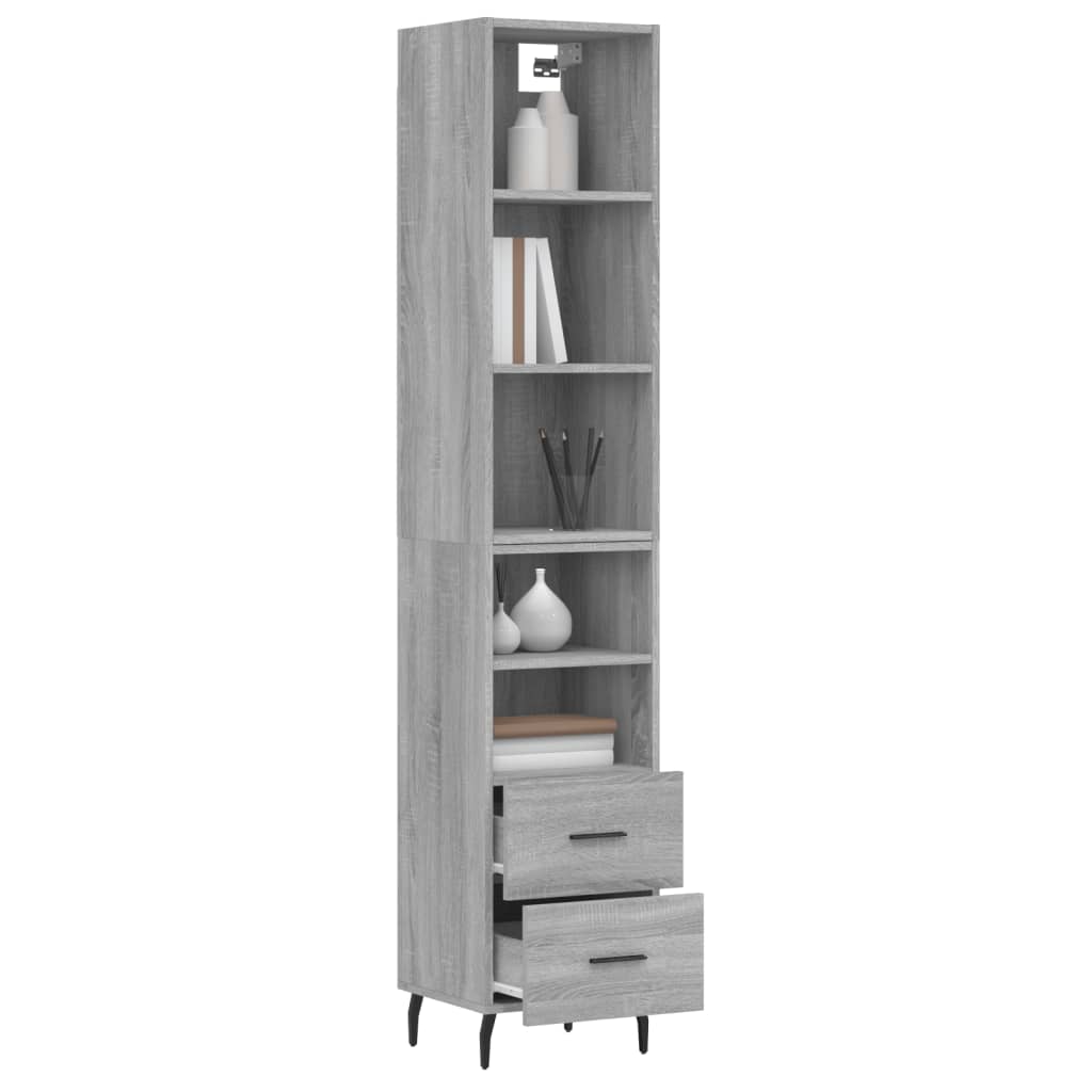 Credenza Grigio Sonoma 34,5x34x180 cm in Legno Multistrato - homemem39