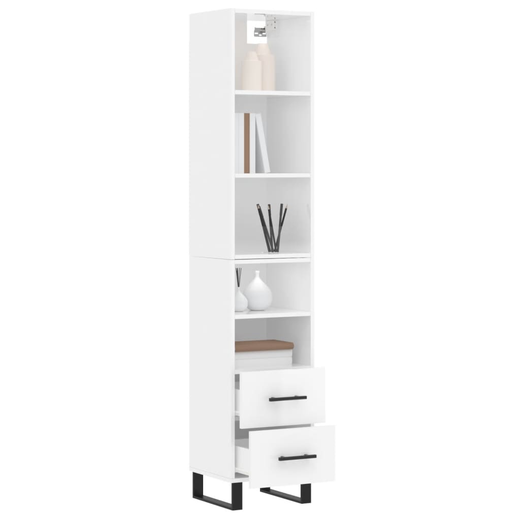 Credenza 34,5x34x180 cm in Legno Multistrato Bianco Lucido - homemem39