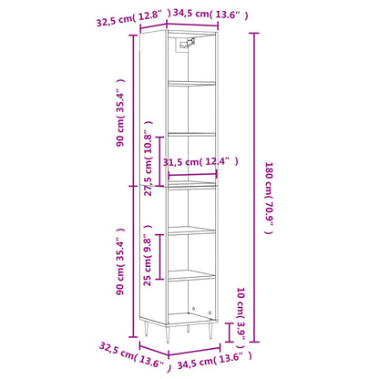 Credenza Grigio Cemento 34,5x32,5x180 cm in Legno Multistrato - homemem39