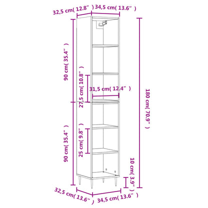 Credenza Nera 34,5x32,5x180 cm in Legno Multistrato - homemem39