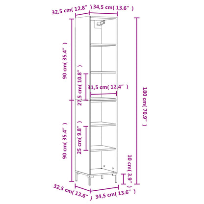 Credenza 34,5x32,5x180 cm in Legno Multistrato Bianco Lucido - homemem39