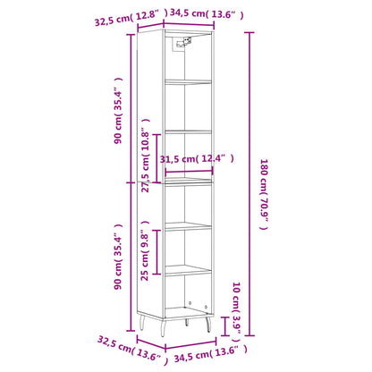 Credenza Grigio Sonoma 34,5x32,5x180 cm in Legno Multistrato - homemem39