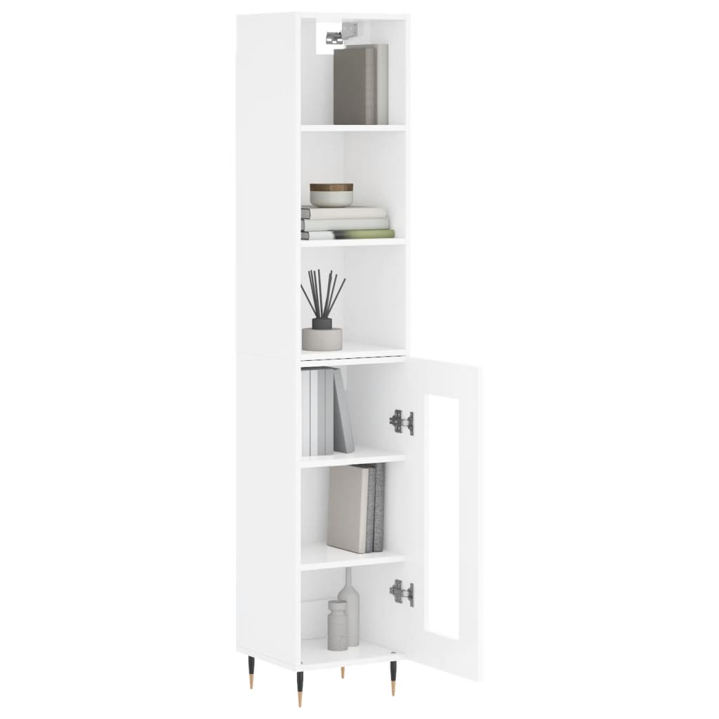 Credenza 34,5x34x180 cm in Legno Multistrato Bianco Lucido - homemem39