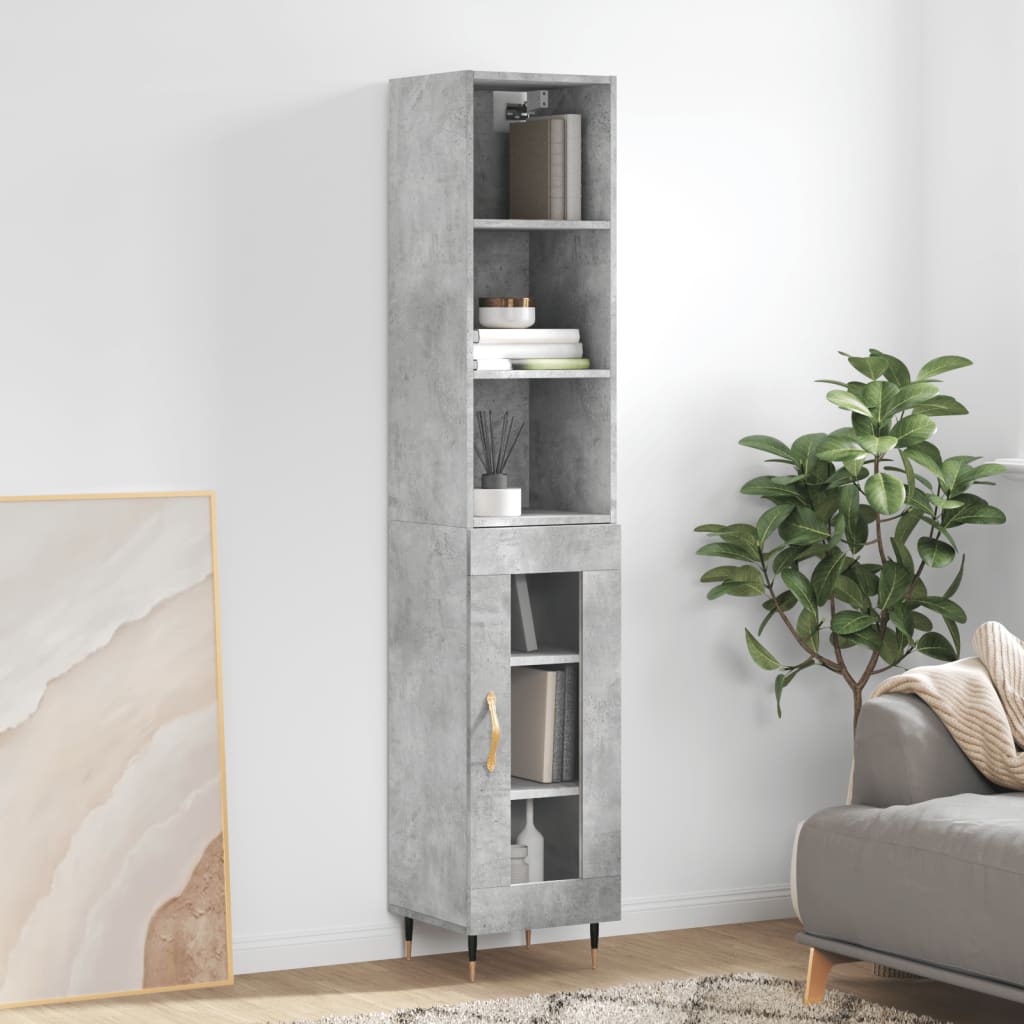 Credenza Grigio Cemento 34,5x34x180 cm in Legno Multistrato - homemem39