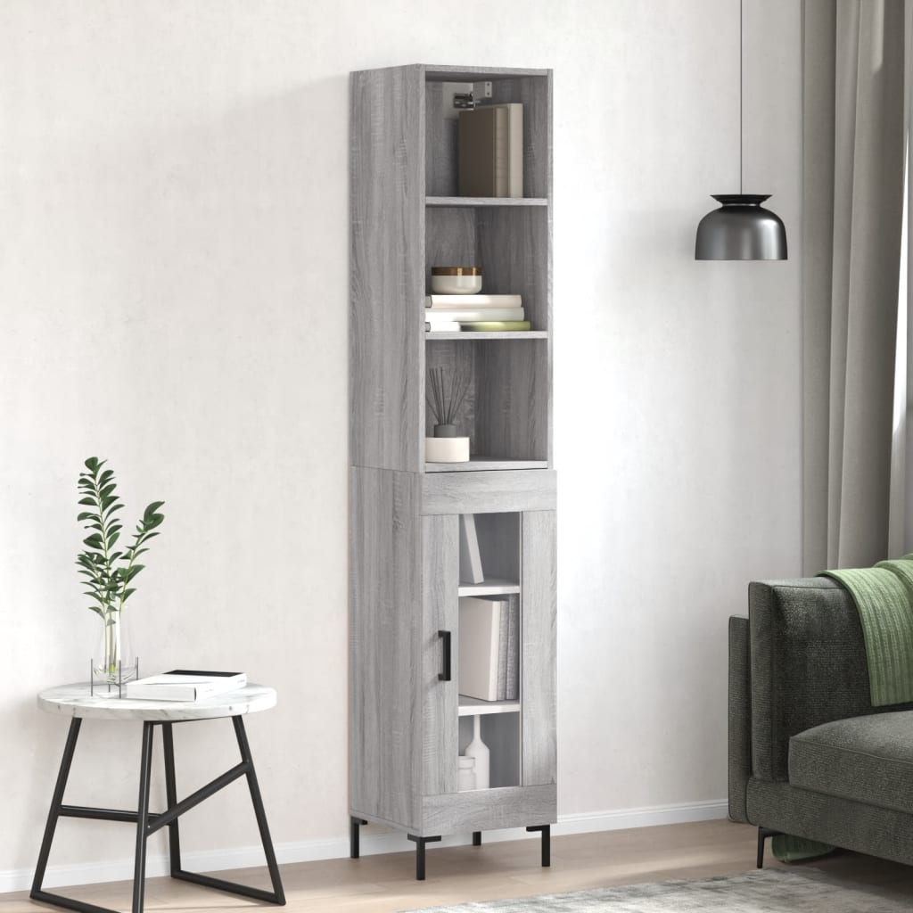 Credenza Grigio Sonoma 34,5x34x180 cm in Legno Multistrato - homemem39