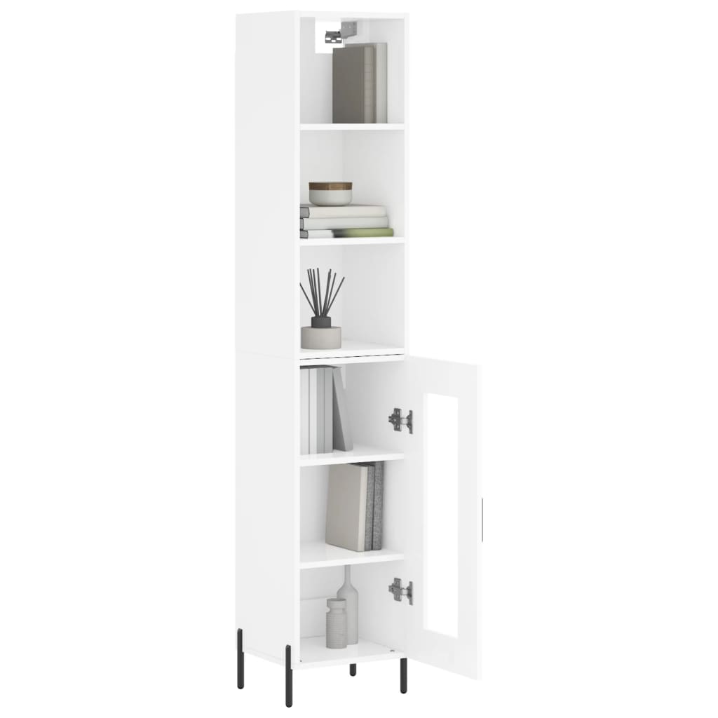 Credenza 34,5x34x180 cm in Legno Multistrato Bianco Lucido - homemem39