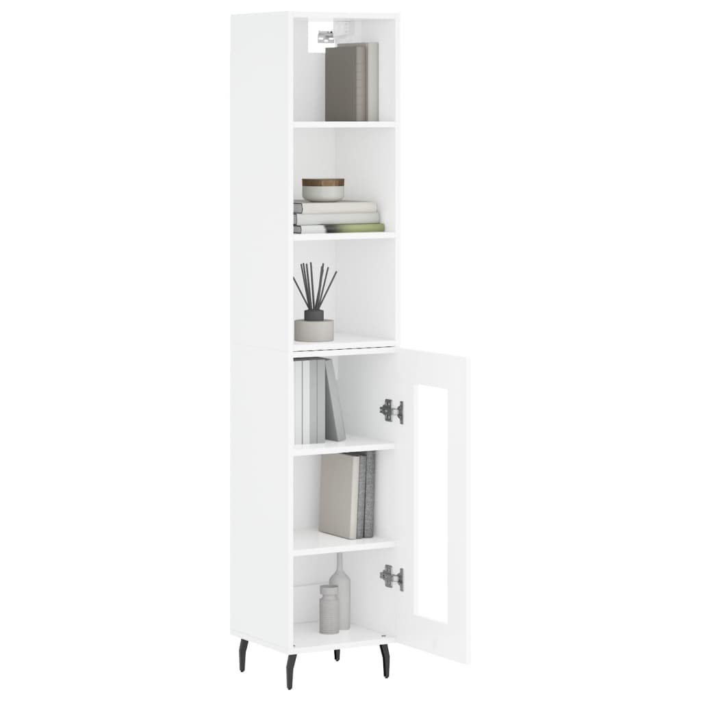 Credenza 34,5x34x180 cm in Legno Multistrato Bianco Lucido - homemem39