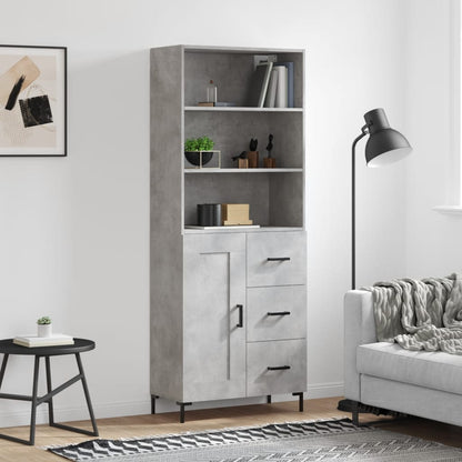 Credenza Grigio Cemento 69,5x34x180 cm in Legno Multistrato - homemem39