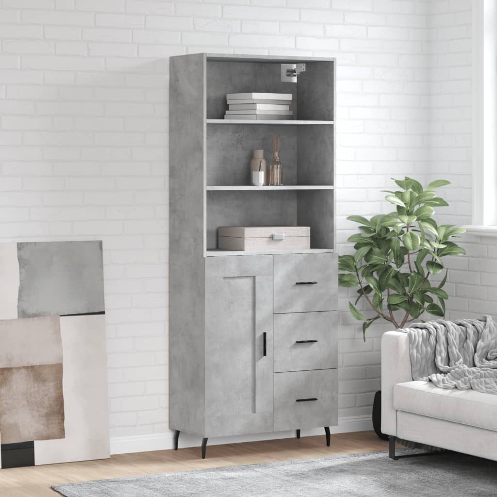 Credenza Grigio Cemento 69,5x34x180 cm in Legno Multistrato - homemem39